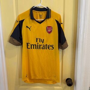 Puma Yellow and Navy Arsenal Fly Emirates Soccer Jersey